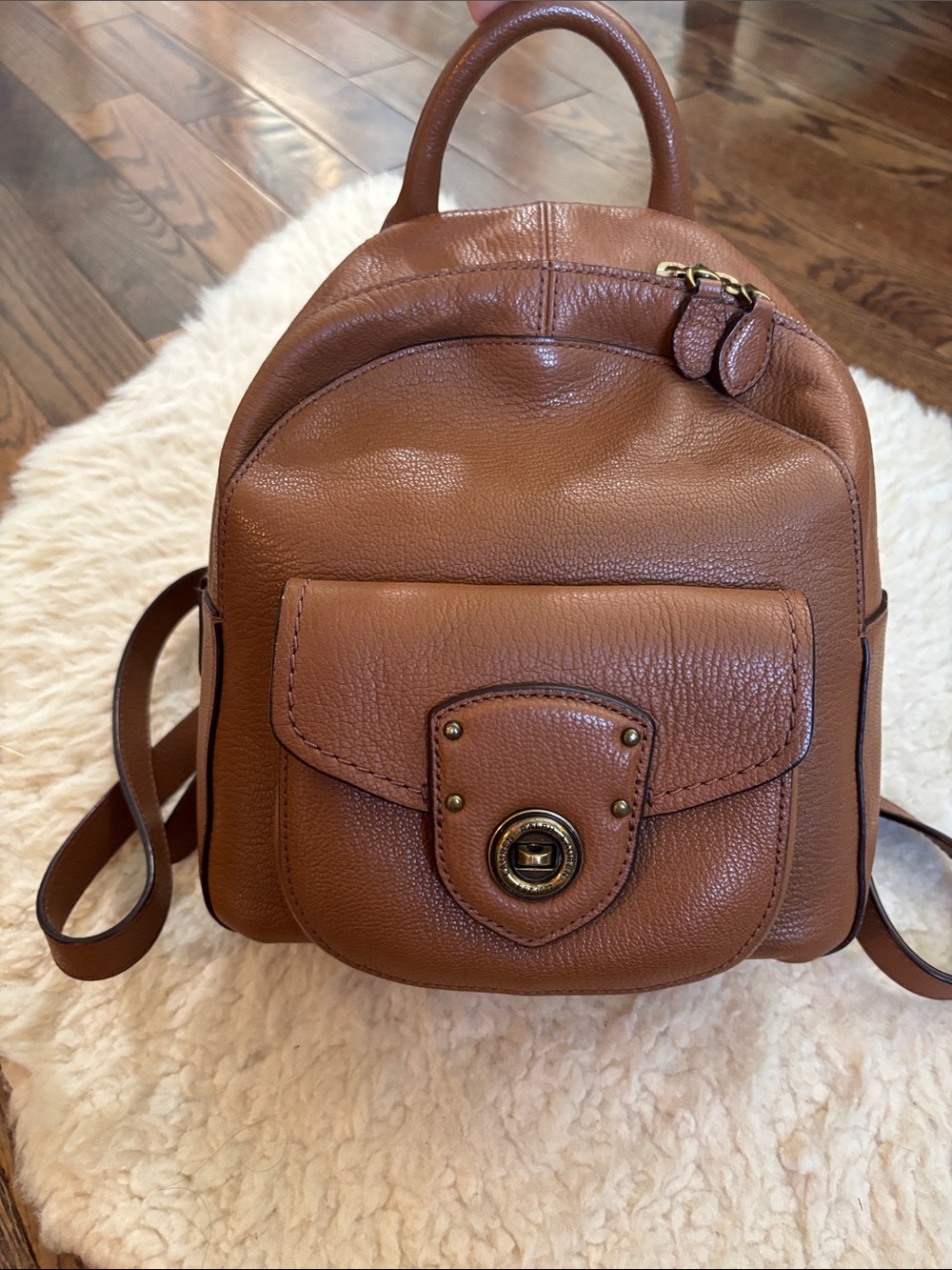 Ralph Lauren Leather Mini Backpack in Tan